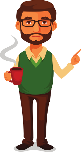 Coffee guy pointing